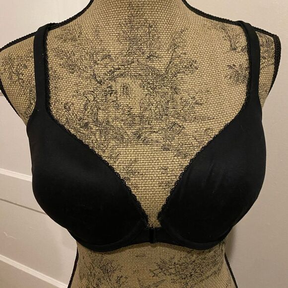 Victoria’s Secret Black Razorback Lace Front Clasp Bra 34DD - Picture 1 of 11